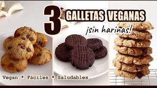 3 recetas de GALLETAS VEGANAS 🌱 SIN HARINAS 🍪 Fáciles saludables Realfooder Meriendas Postres ❤️ [upl. by Assennej]