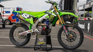 Inside Carson Mumfords Factory Pro Circuit Kawasaki KX250 [upl. by Marabel68]