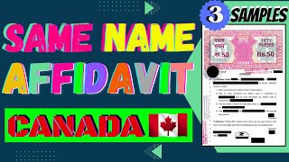 SAME NAME AFFIDAVIT for CANADA Study Visa  Affidavit for NAME CORRECTION 2024 [upl. by Enyamrahc76]