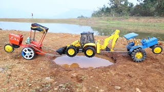 Tata Truck And JCB 5CX Accident Pulling Out Swaraj Tractor HMT Tractor  Cartoon Jcb  CS Toy [upl. by Gereron]