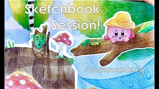 Kirby Koroks and Goldfish🌱Chaotic Coloured Pencil Illustration  Sketchbook Session [upl. by Ajuna]