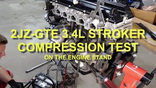 2JZ Compression TEST on engine stand [upl. by Eilsek]