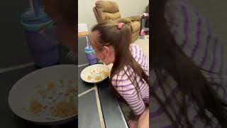 CUTE Baby Girl Mukbang EATING Lucky Me Pancit Canton Noodles shorts luckyme yum shorts pancit [upl. by Nmutua797]