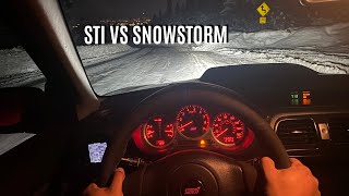 STI VS SNOWSTORM  Night Drive POV [upl. by Felike]