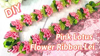 How To Make This Pink Lotus Garland Flower Ribbon Lei [upl. by Gilbert116]