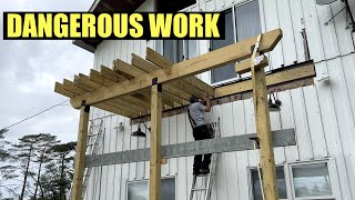 DIY Second Floor Deck Build  Joists and Ledger  Ladder Issues  Fiberon [upl. by Anisamoht]