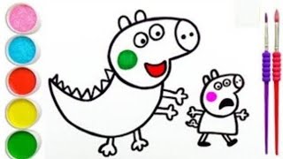 Peppa pig dinosaur drawing easy step by step ll how to draw Peppa pig ll easy drawing for kids ll [upl. by Ettesus]