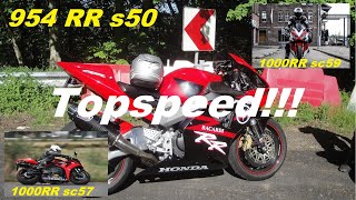 Fireblades topspeed 954RR sc50 1000RR sc57 and sc59 [upl. by Assenar]