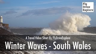 Winter Waves  Storm Waves Hitting The Pier In Porthcawl Wales [upl. by Cima]