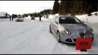 Alfa Romeo Giulietta Test Neve Snow Test  Pneumatici Invernali VS Catene VS Estive [upl. by Ajna314]