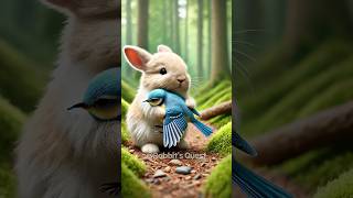 🐰Cute rabbit rescued the poor little bird rabbit cat kitten funny ai [upl. by Tace]