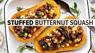 STUFFED BUTTERNUT SQUASH with Apple Sausage Filling [upl. by Anaeg91]