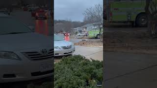 Fire truck spins out of control down icy street after ice storm hits Shorts [upl. by Stillman]