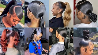 New amp Latest Sleek Ponytail Hairstyles For Black Women 2023  Cute [upl. by Aruon]