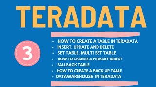 Teradata Tutorial Day  3 Teradata SQL  Create table DML operation in Teradata  NiC IT Academy [upl. by Cavan]