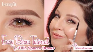 Easy Brow Tutorial for Thin Sparse Brows  Featuring hazelmaven [upl. by Mariellen]