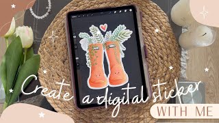 🪴 How to crate a Digital Sticker  Procreate Tutorial  Digital Stickers for Goodnotes [upl. by Yahska]