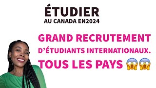 🚨Étudier Au Canada 🇨🇦 en 2024 Grand Recrutement d’étudiants internationaux Tous Les Pays🔔 [upl. by Dnomad416]