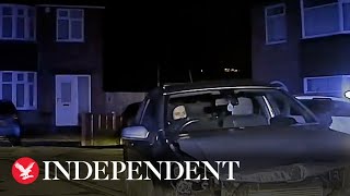 Moment driver rams police car before leading officers on 130mph chase [upl. by Enecnarf598]