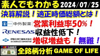 【全銘柄分析】中外製薬！収益性大幅改善！営業利益率50へ！伊勢化学工業！減収増益も無難決算！ルネサスエレクトロニクス！減収！収益性低下状況継続！【20240725】 [upl. by Atimed]