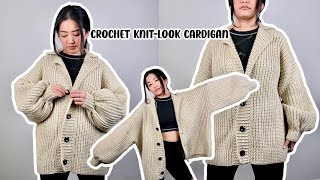 Crochet Knitlook Cardigan Tutorial [upl. by Nosned]