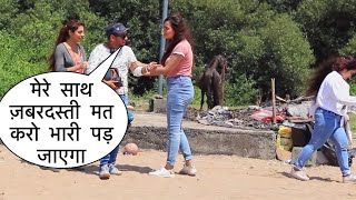 Mere Sath Jabardasti Mat Karo Prank In Mumbai On Cute Girl By Basant Jangra With New Twist [upl. by Ilzel]