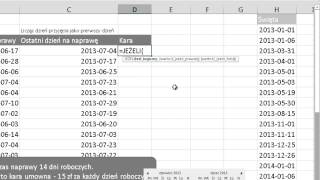 excel210  Kary umowne za przekroczenie terminu za dni robocze  DZIEŃROBOCZY DNIROBOCZE [upl. by Doownyl]