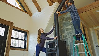 Installing The Wood Stove And Stove Pipe [upl. by Ameen]