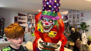 Chuckles the Clown Animatronic Demo  Creepy Cheap Halloween Animatronic [upl. by Kala]