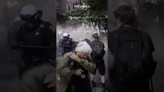 Montreal police use pepper spray and tear gas to violently disperse proPalestine protesters [upl. by Nywde]