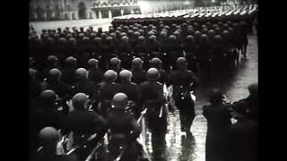 Soviet soldiers throw Nazi flags in front of Lenins mausoleum  1945 Victory parade [upl. by German839]