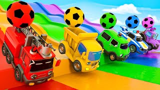 Wheels On the Bus song Baby Shark  Soccer ball shaped wheels Baby Nursery Rhymes amp Kids Songs [upl. by Nekcerb]