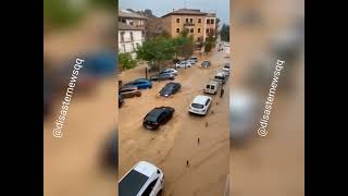 Massive flooding due to heavy rainstorm in Tamarite de Litera in the province of Huesca Spain [upl. by Stafani]