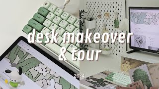 desk makeover 2024 ˚｡☁️🌱‎♡˚  aesthetic pinterest inspired IKEA desk unboxing affordable finds [upl. by Borlase356]