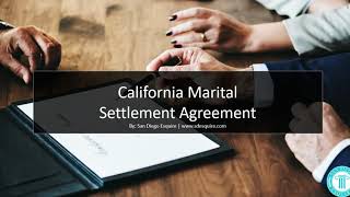 California Marital Settlement Agreement Video [upl. by Peppard129]