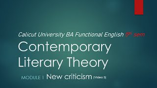 New criticism  Ambiguity affective fallacy  BA Functional English Contemporary Literary Theory [upl. by Ynitsed682]