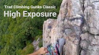 385 Trad Climbing The Gunks Classic High Exposure Pitch 3 Money Pitch equalized trad anchor ending [upl. by Eeramit]