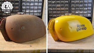 Rusty Motorcycle Fuel Tank Restoration [upl. by Ponce547]