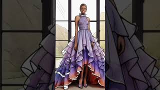 Layered purple gown coloring purplegown layereddress fashion [upl. by Devan]