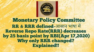 Reverse Repo Rate decreased by 25 basis point Why only RRR changed Repo Rate and RRR explained [upl. by Mehitable]