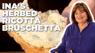 Inas 5Star Homemade Herbed Ricotta Bruschetta  Barefoot Contessa  Food Network [upl. by Strickler927]