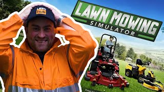 Real Life Greenskeeper Plays Lawn Mowing Simulator [upl. by Ennylhsa]