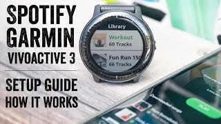 Spotify on Garmin VivoActive 3 Music Setup Details Usage [upl. by Dlanar]