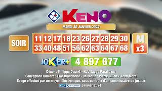 Tirage du soir Keno® du 30 janvier 2024  Résultat officiel  FDJ [upl. by Willock]