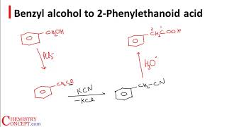 Benzyl alcohol to 2Phenylethanoic acid Organic chemistry conversions [upl. by Humpage407]