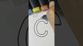 How to Draw 3D quotCquot 3D font cool letter drawing [upl. by Amadas]