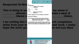 Request Letter for Work Completion Certificate [upl. by Leiad]