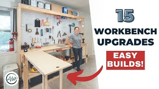 15 Easy Workbench Improvements  Upgrading The Garage Workbench  Adding Storage [upl. by Nolyat]