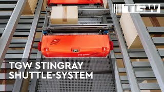 Stingray  leistungsfähiges ShuttleSystem für Behälter Kartons und Hängeware  TGW [upl. by Ahsinyar837]