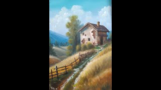 Ev Manzara Akrilik Boya Landscape Painting Art [upl. by Brookes525]